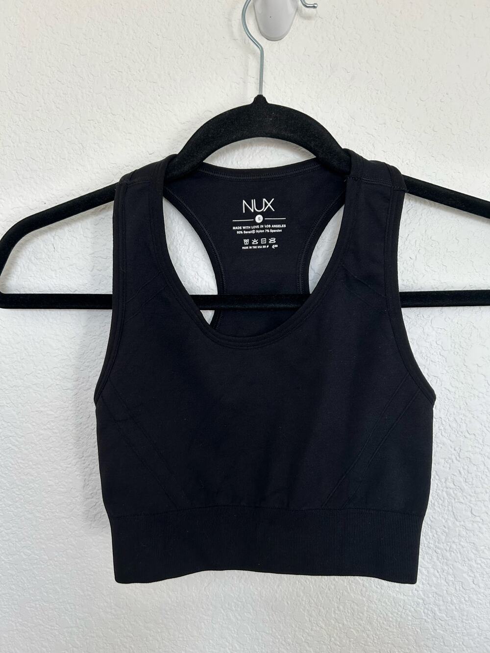 NUX Black Racerback Moderate Compression Keyhole Sports Bra - S